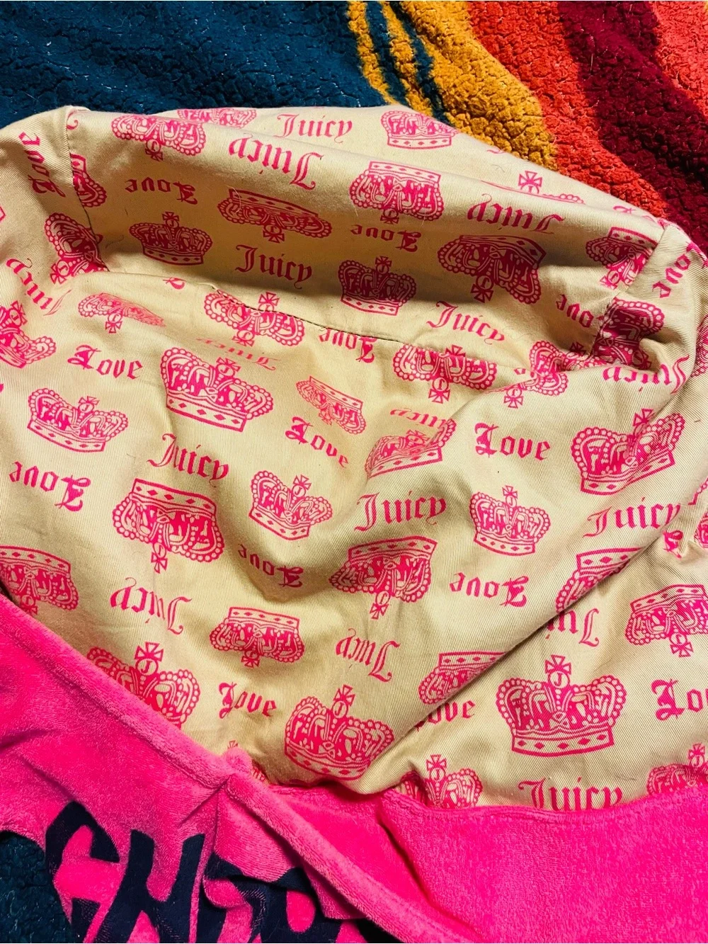 Vintage y2k Juicy Couture Hot Pink Ruffle 'Choose Juicy' Tote